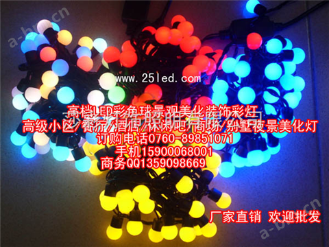 LED圆球灯七彩5米50灯LED 圆球灯串 小龙珠 磨砂球 彩灯闪灯